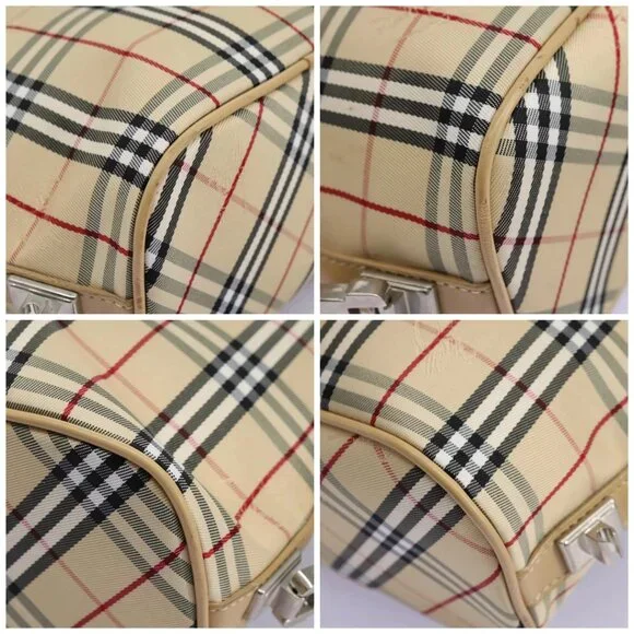 BURBERRY Nova Check Blue Label Shoulder Bag Canvas Beige Silver Auth 113784 - Picture 14 of 15